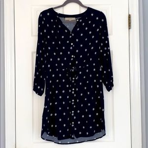 Navy waist tie dress